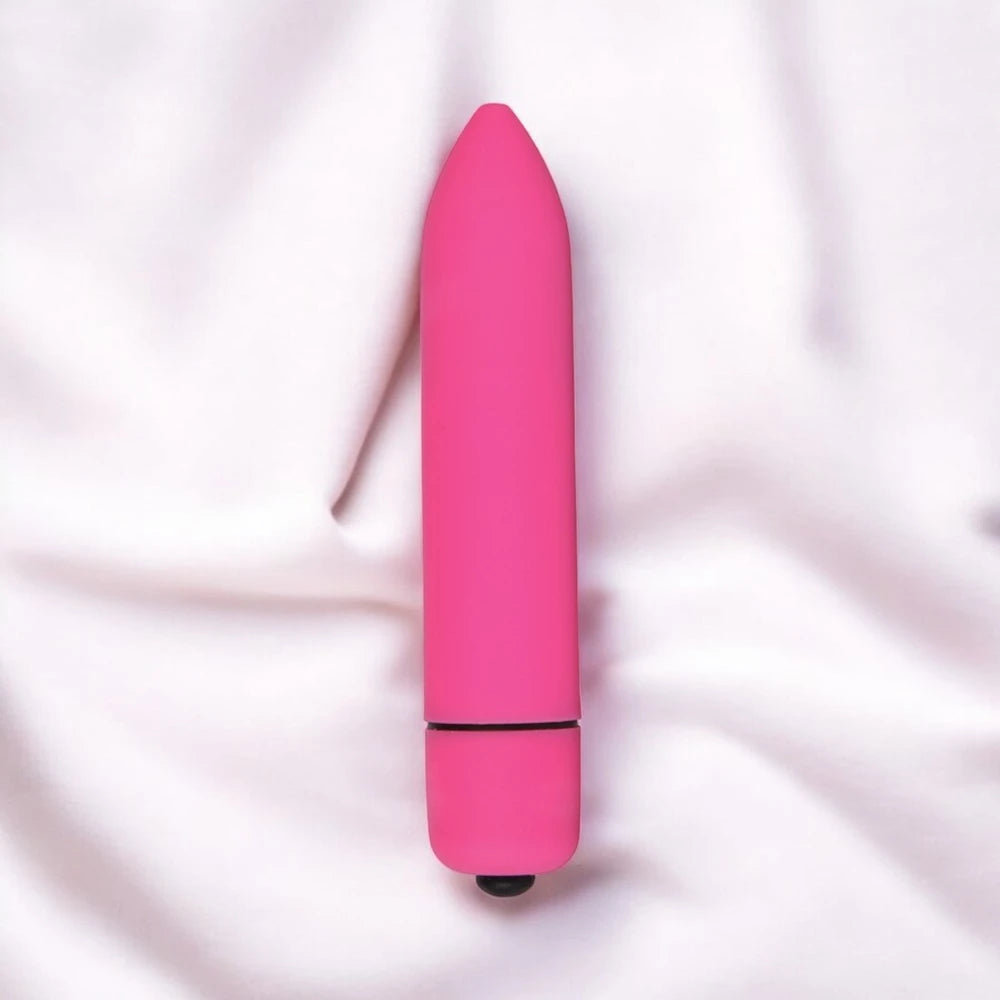 A discreet battery operated rose red  bullet vibrator.