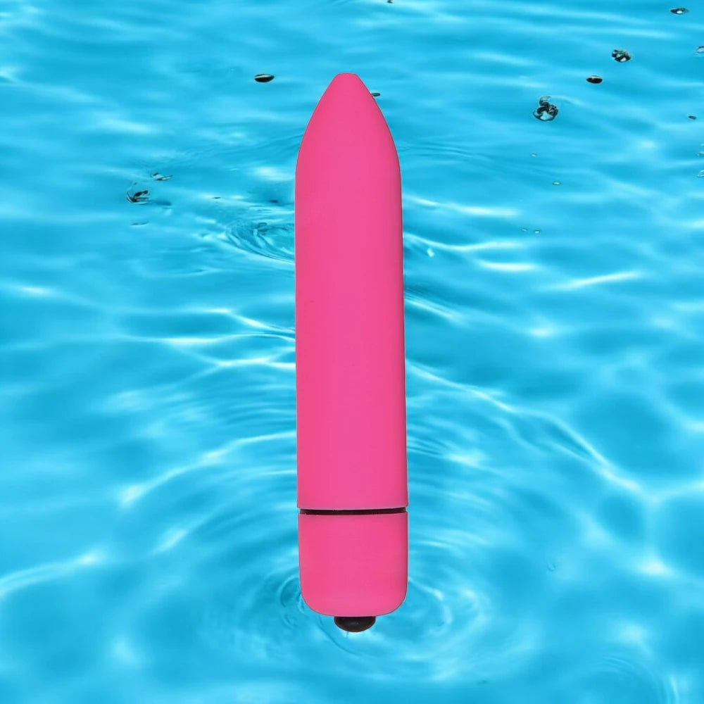 A discreet battery operated rose red  bullet vibrator.