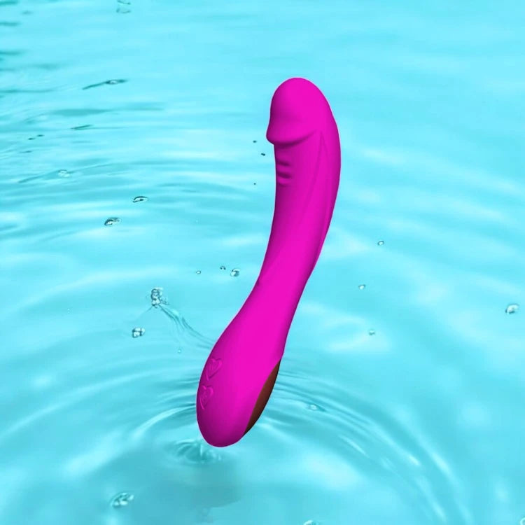 A purple ribbed vibrator with a smooth silicone finish.
