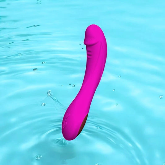 A purple ribbed vibrator with a smooth silicone finish.
