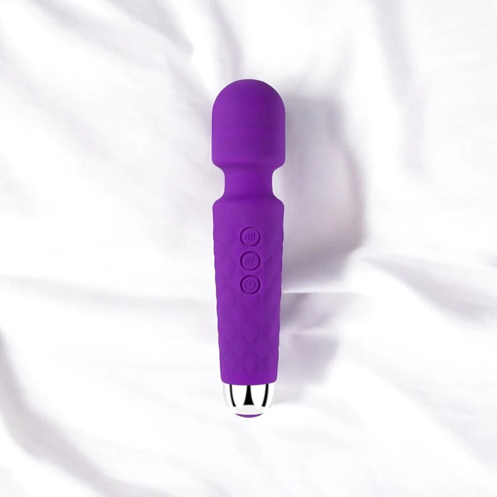 A purple classic vibrator with a silicone finish.